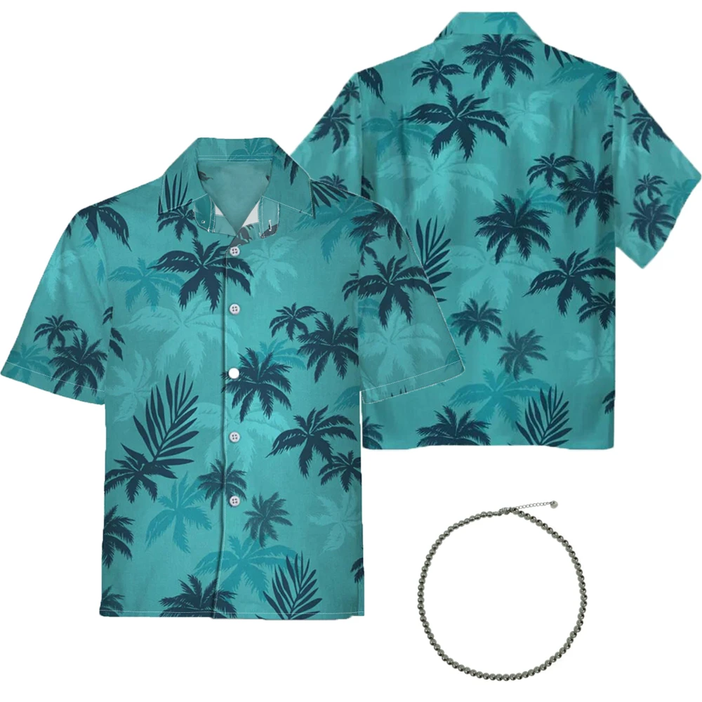 Game Tommy Vercetti Cosplay Costume Shirt for Men Player Retro Coast Style Hawaii Beach Hippie Disco Halloween Carnival Party