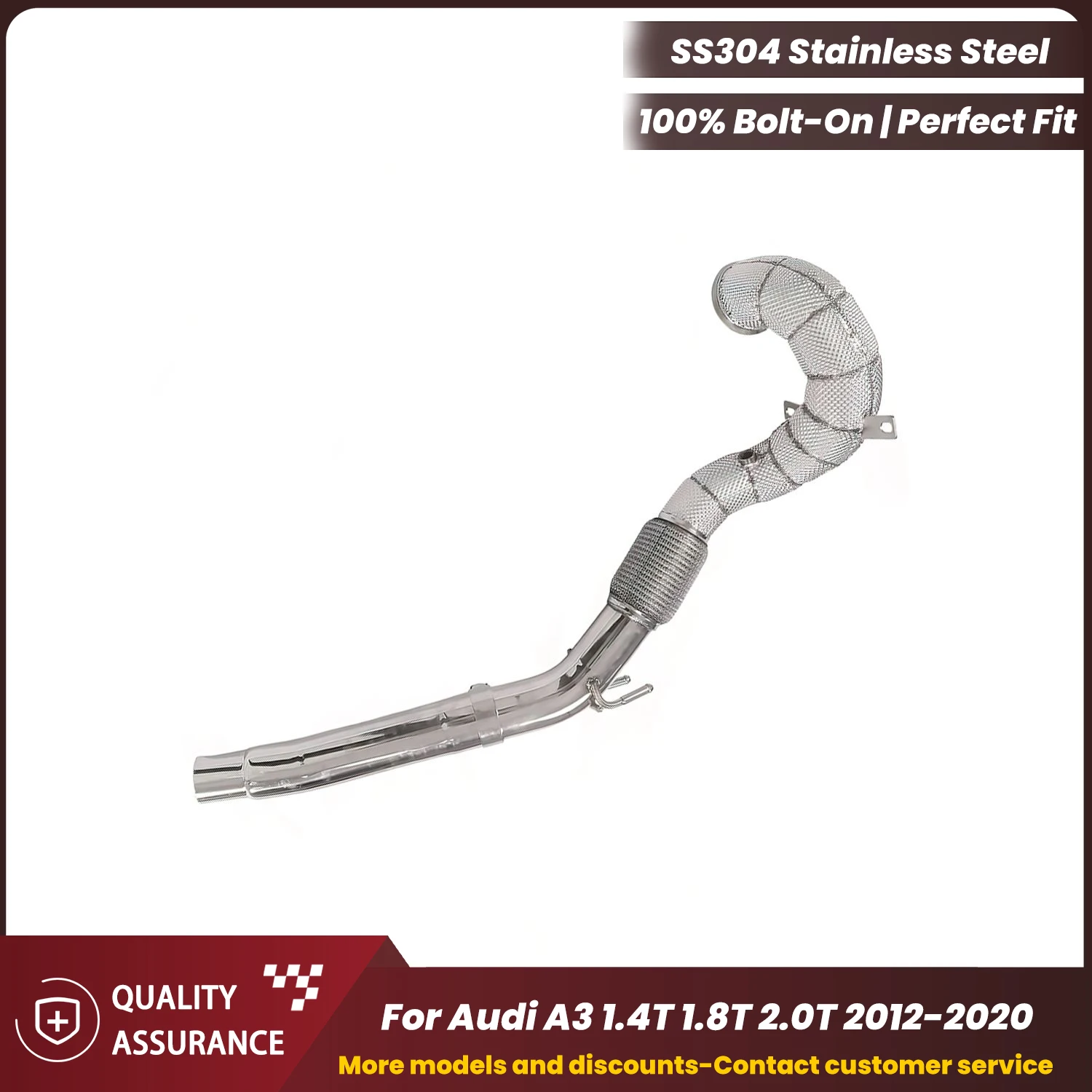 

ECCF Sports Downpipe With Heat Shield For Audi A3 1.4T 1.8T 2.0T Aggressive Exhaust Sound High Flow Performance Upgrade