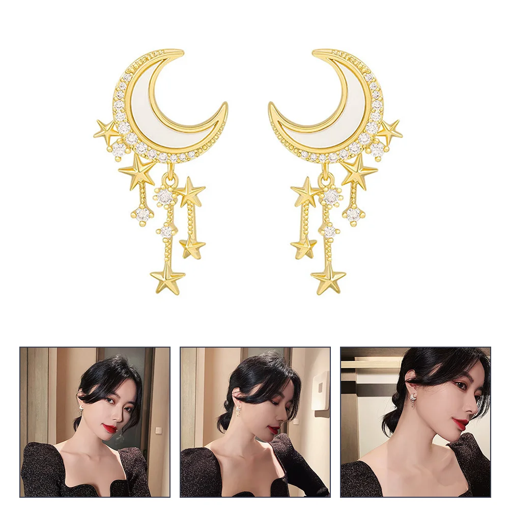 

Earrings Star Moon Woman Personality Holiday Gift Fringe for Women