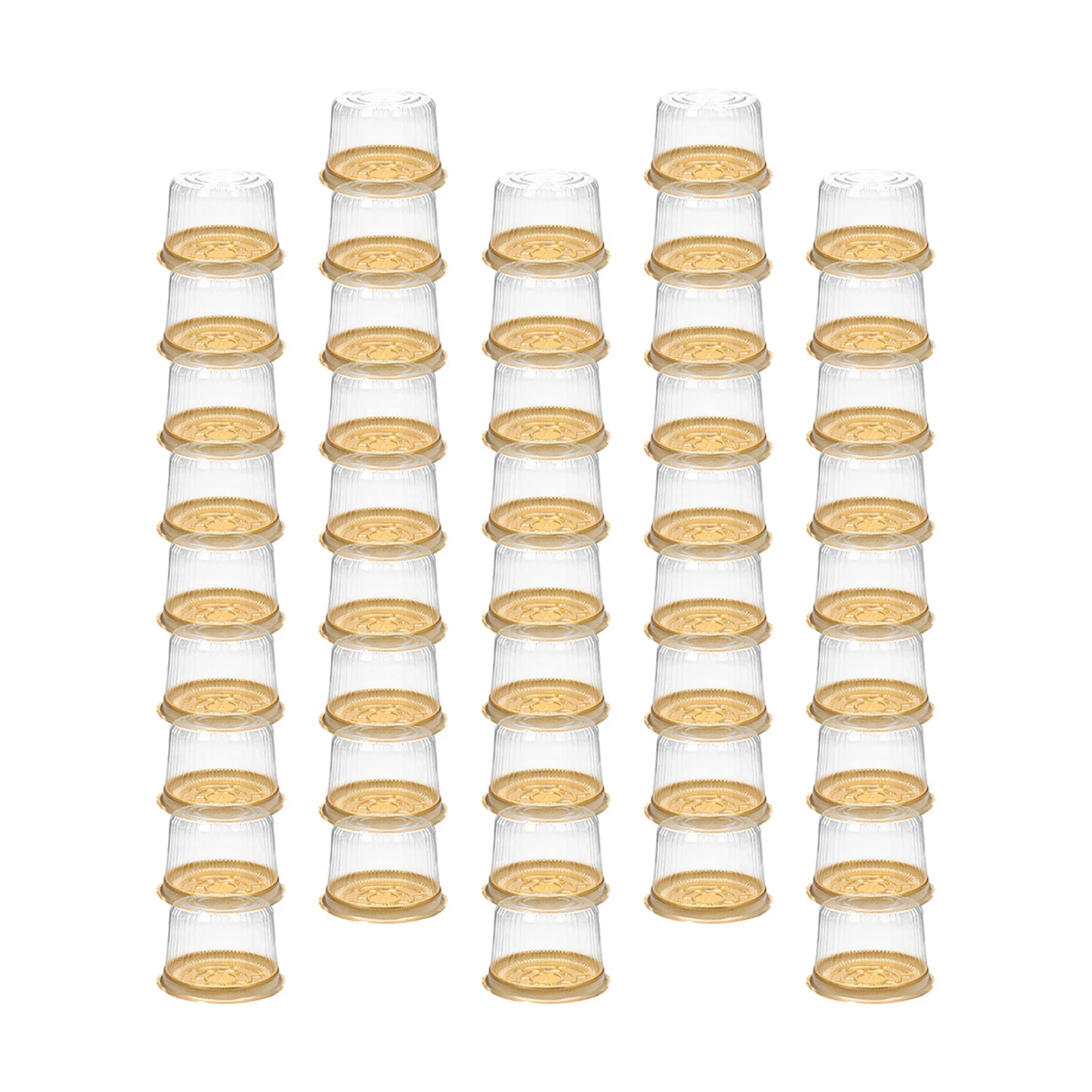 

50Pcs 4 Inch Plastic Cake Containers with Lids Transparent Dessert Boxes for Mousse Cheesecake Packaging Handle Carrier