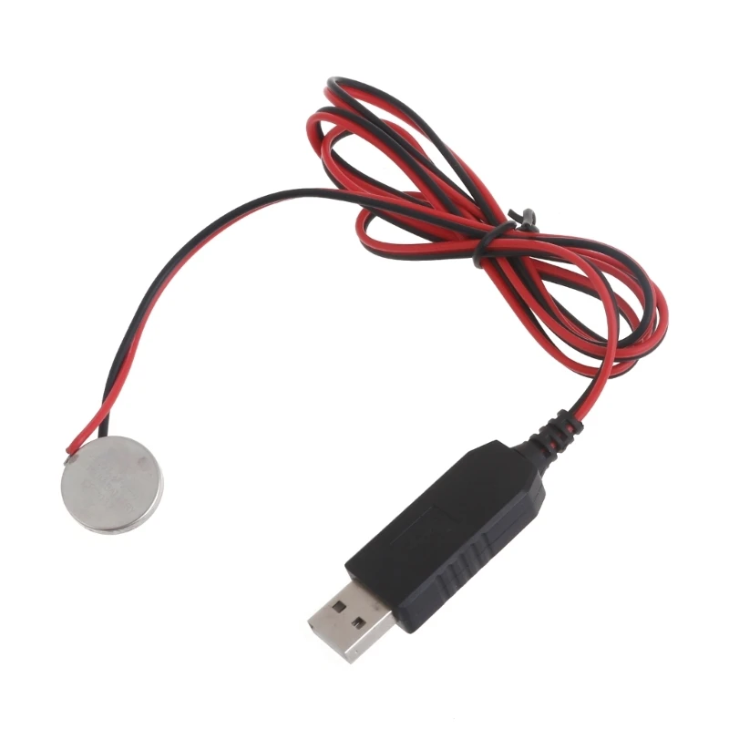 100cm Length USB to 3V CR2032 Power Cord Reliable Charging Cable Replace CR2032