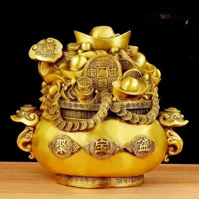 Pure copper five-way God of Wealth, ingot cornucopia, piggy bank, square golden toad Pixiu wealth pot