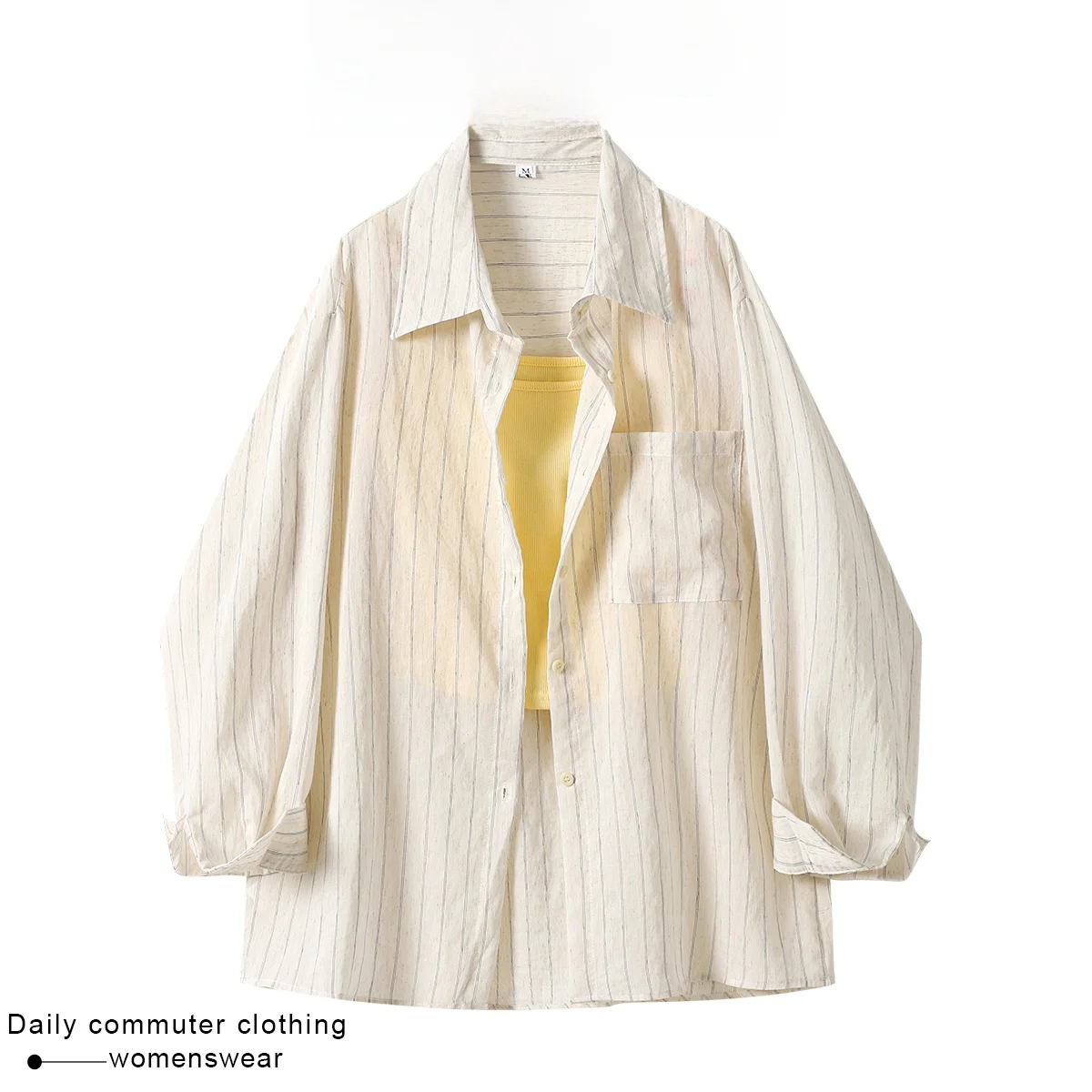 

Coshehkg Women's Loose Striped Shirt And Beaded Strap Set Casual Lazy Style Top Bottom Ensemble Autumn New Arrival