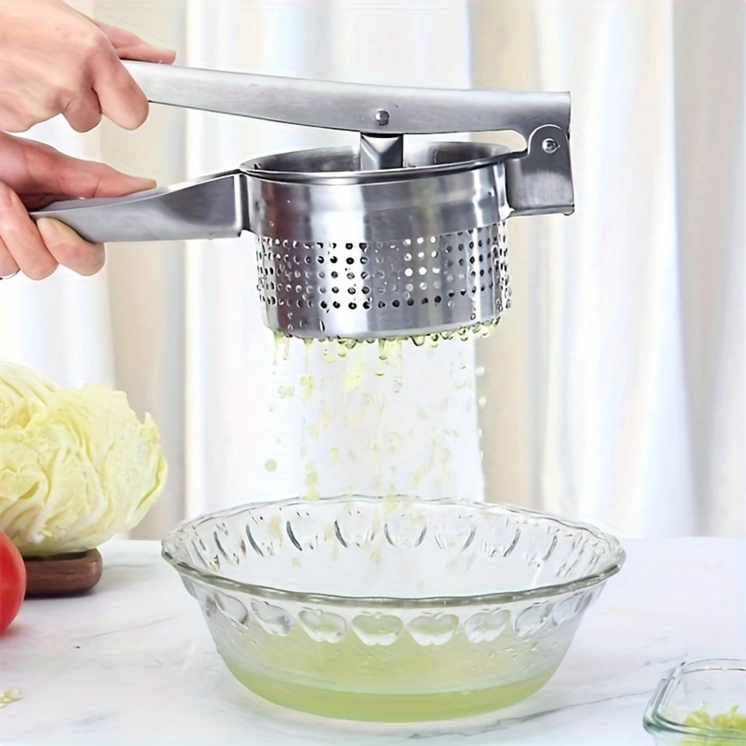 Potato Ricer, Potato Press, Potato Masher, Stainless Steel Potato Masher, Kitchen Vegetable Masher With Non-Slip Handle, Manual 