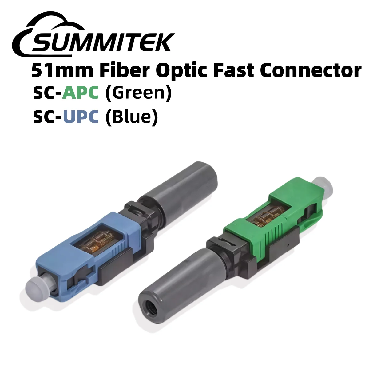 SUMMITEK 10pcs 51mm SC APC/UPC Quick Connector Pre-buried Telecom-Grade Cold Splice Connectors Single Mode Fast Connector