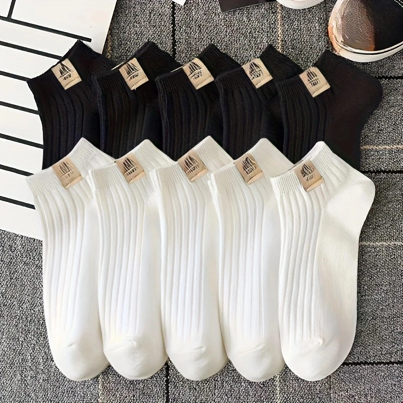 5 pares de calcetines casuales de alta calidad para deportes al aire libre para hombres en Color blanco y negro calcetines cómodos y suaves para hombres