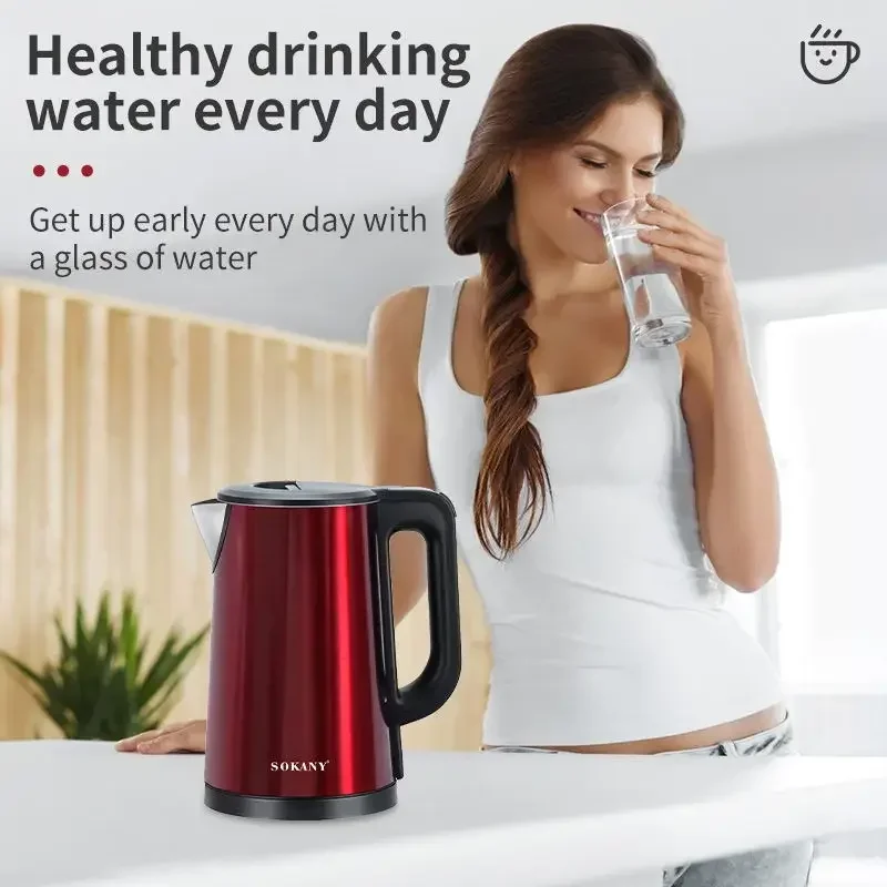 Electric Kettle, 304 Stainless Steel Interior, Double Wall 2.5L Hot Water Boiler Tea Kettle Auto Shut-Off & Boil Dry Protection