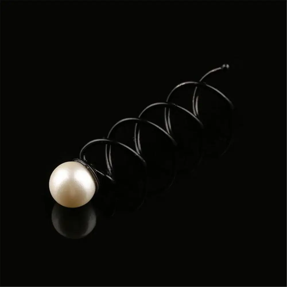 

4pcs Girls Fashion Spin Hair Accessory Black Big Pearl Hair Barrette Screw Clip Twist