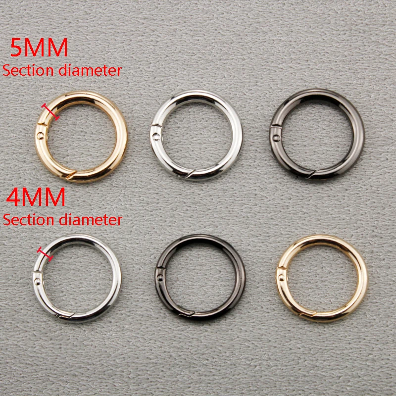 TINBERON Circle Metal Spring Snap Hook O Ring Openable Key Ring Buckle High Quality Hardware Accessories Gold Silver Gun Buckle