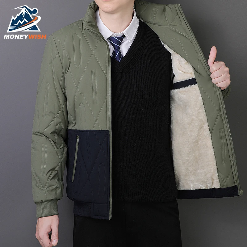MONEYWISH سترة قطن 2025 نمط جديد اللون منعت الصوف سميكة مكافحة البرد الدافئة معطف مقنع في الهواء الطلق الشتاء الرجال معطف القطن #2