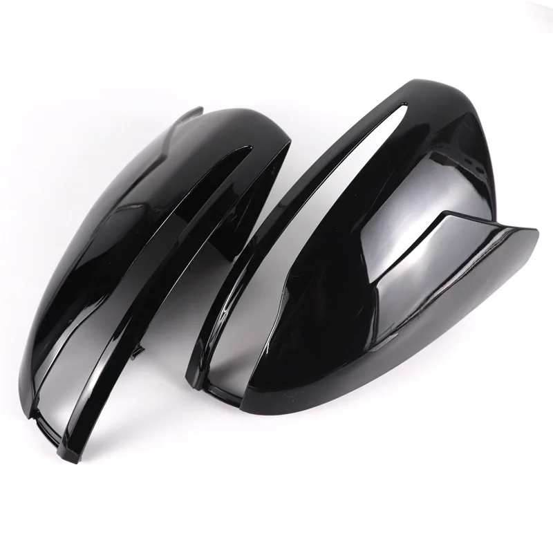 For Mercedes-Benz B, C, E, S, CLS, GLA, GLC W205 carbon fiber pattern /Glossy Black bull horn replacement mirror cover view 2