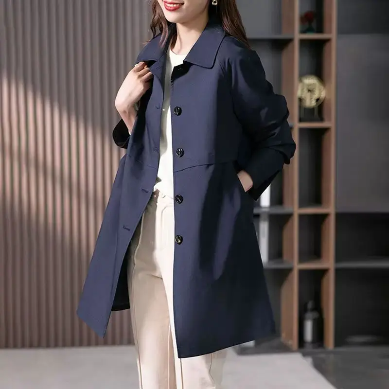High Quality Women's Long Jacket With Lining 2026 Spring And Autumn New Fashionable Trench Coat Loose And Slim Long Windbreaker