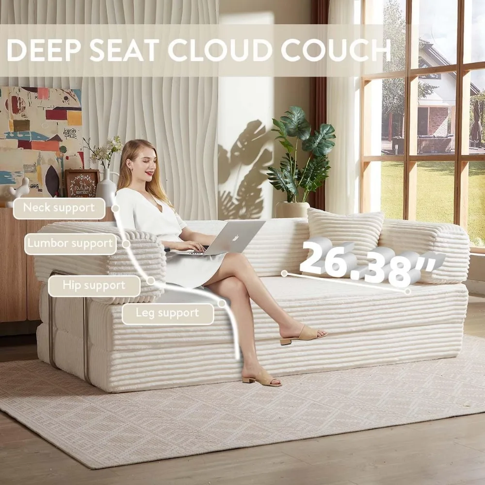 أريكة سرير قابلة للطي وقابلة للتحويل مع مرتبة سروال قصير سحابي، إطار ثابت الشكل، أريكة أرضية قابلة للطي لمقعد مريح #5