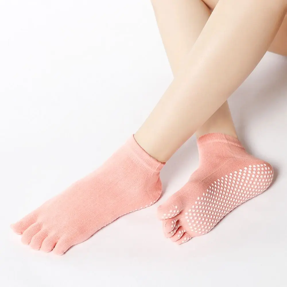 Cotton Woman Korean Socks Sweat-absorbing Breathable Dot Silicone Floor Socks Elastic Split-toed Five Finger Hosiery Fitness