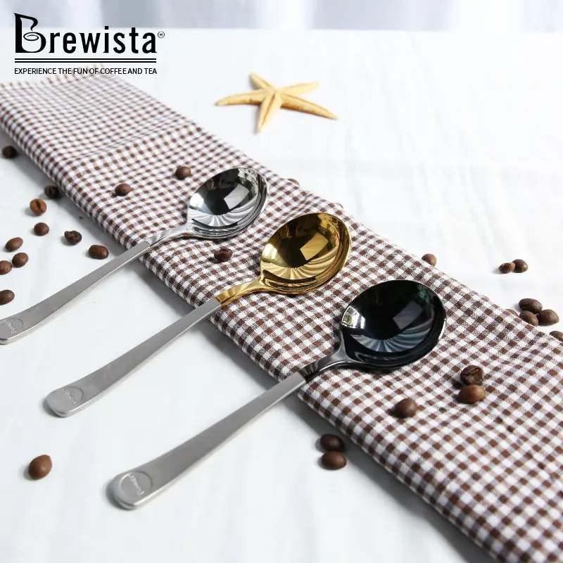 Brewista Coffee Cupping Spoon Titanium Plated Stainless Steel Pour Over Coffee Tasting With Storage Bag For Barista Enthusiasts