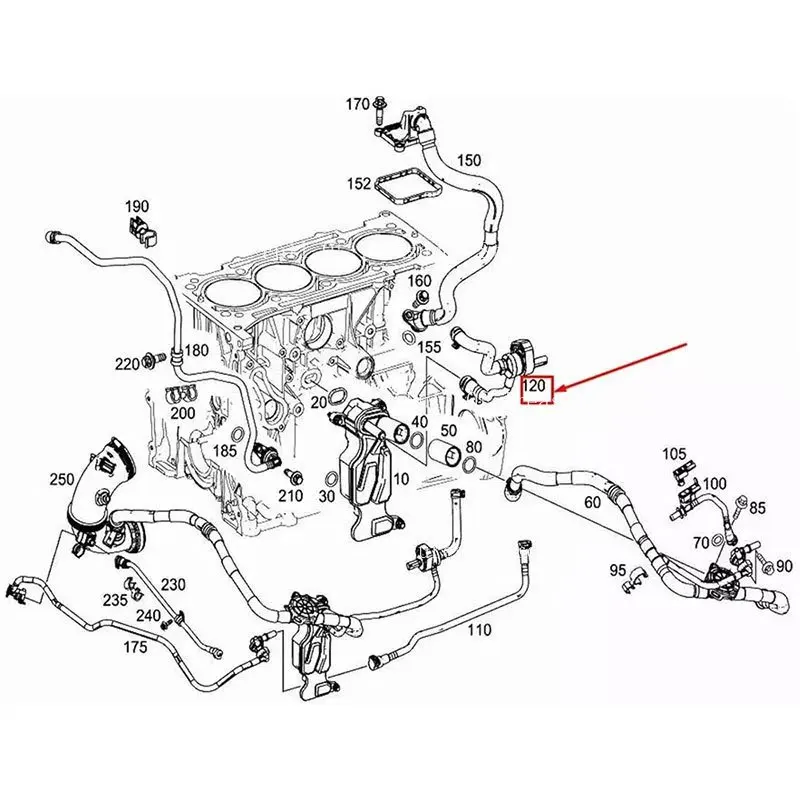 A2740182101 A2740187301 مناسب لأنبوب صمام تهوية علبة المرافق Mercedes M274