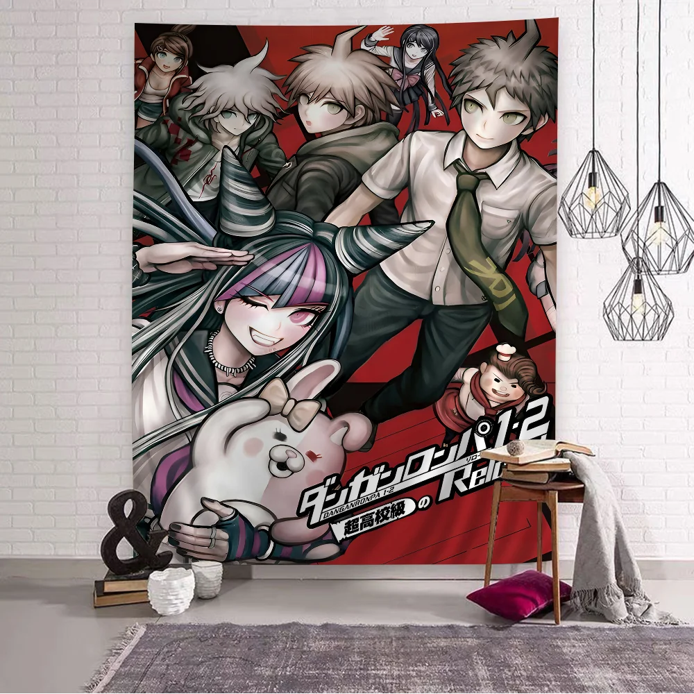 Danganronpa 1-2 Full Character Wall Tapestry - Ibuki Mioda & Monomi, Edgy Room Decor for Psychological Anime & Visual Novel Fans