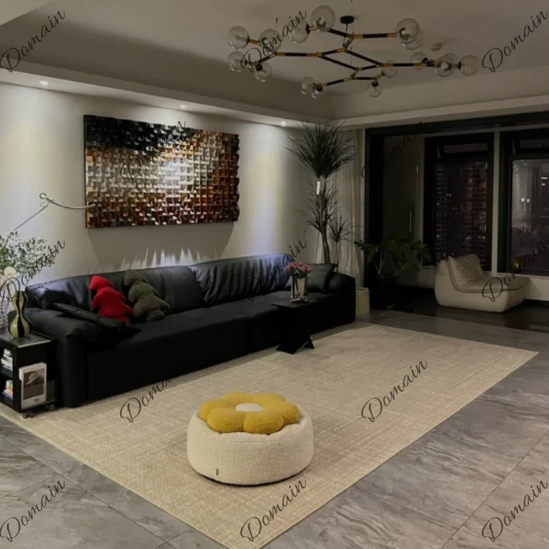 ZL Living Room Sofas And Seating Black Leather First Layer Piano Key Couchs Module Sofa Couch Armchair Home Armchairs FurnitureM