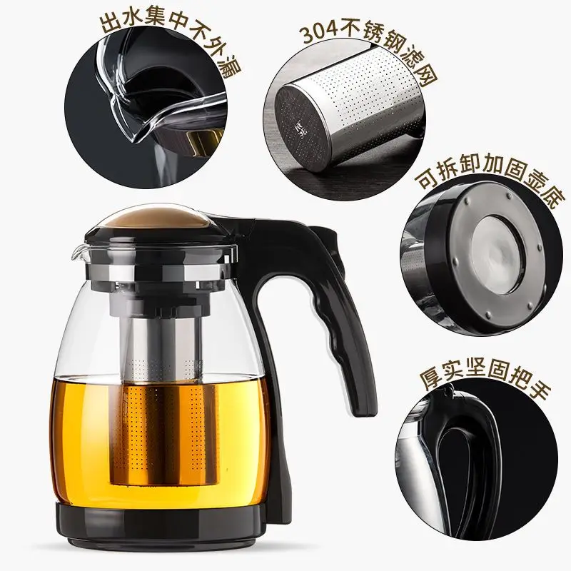 Large Capacity Clear Borosilica Glass Teapot With Stainless Steel Infuser Puer Kettle Heated Container Coffee Tea Pot Maker