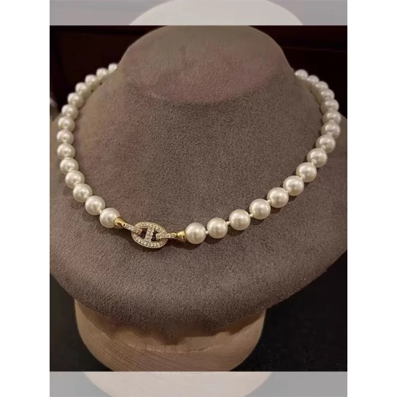 

gorgeous 8-9mm south sea white pearl necklace 18inch 925s