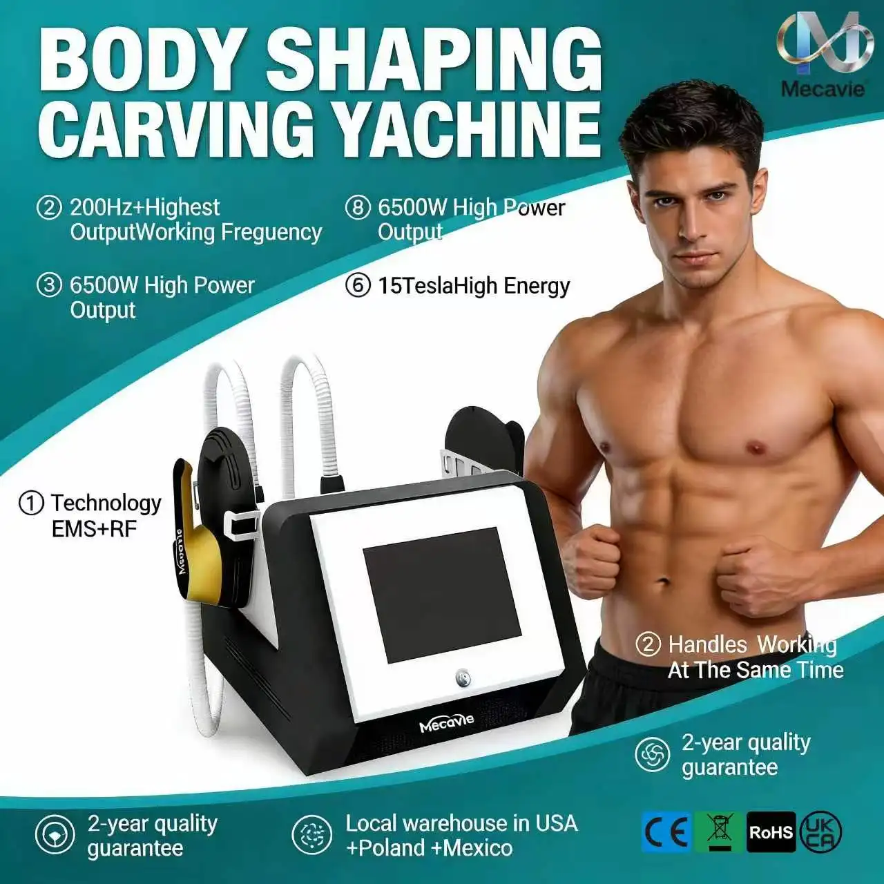 2-in-1 Body Sculpting Machine 13Tesla Magnetic Muscle Trainer Fat Reduction Butt Lift Abdomen Firming Postpartum Repair 2 Handles Auto Manual Modes 0-100% Intensity 1-100Hz For Salon Home Use Body Shaping Beauty Equipment