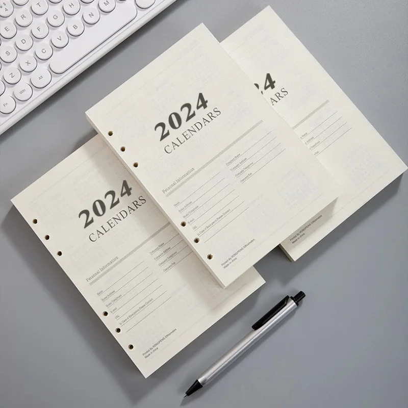 2024 Agenda Daily Plannerr A5 Notebook English Version Loose Leaf Replacement Core Daily To Do List Loose-leaf Office Supplies