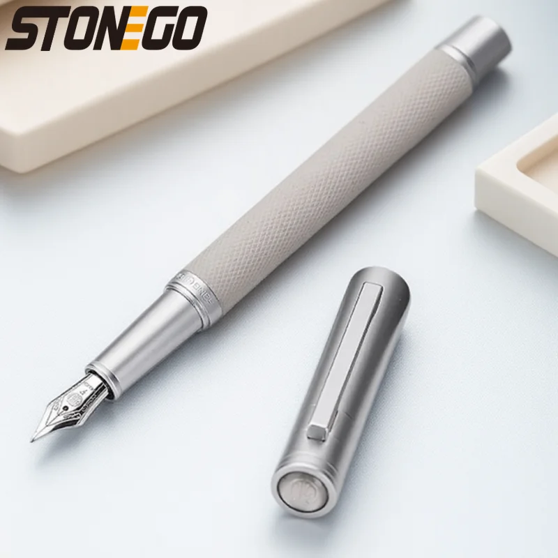 

Matte Black Titanium Fountain Pen Extra Fine Nib Classic Design Metal Barrel Anti-slip Rubber Smooth Writing Office Stationery