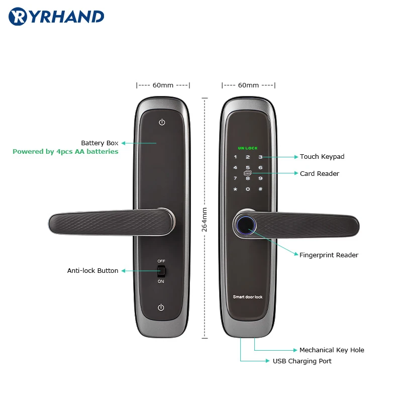 fechadura eletronica Bluetooth Smart door lock Tuya App Remote fingerprint  Unlocking Keyless wireless Electronic Door Lock