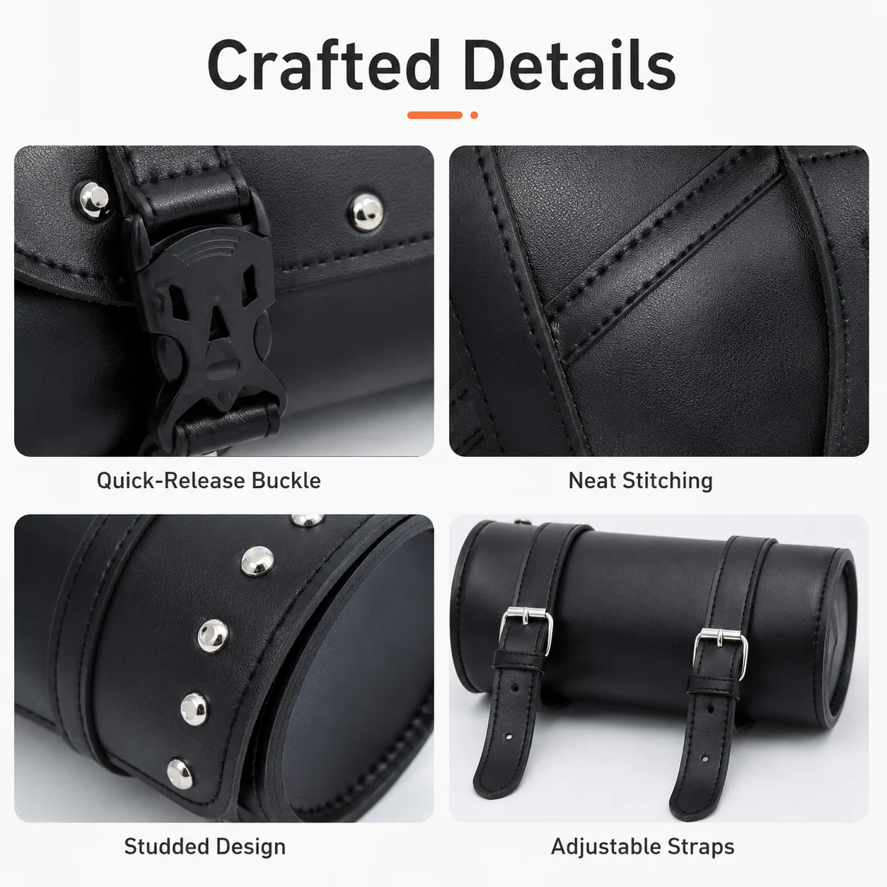 Motorrad-Gabeltasche Leder-Werkzeugtasche Universelle Vordergabel-Satteltasche Fahrzubehör Wasserfeste Aufbewahrungstasche – Detail 8