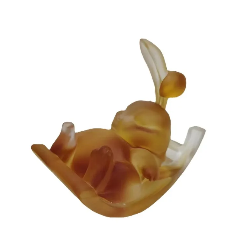 Crystal glass zodiac rabbit, trinkets, cute figurines, gifts, living room desktop, bedroom entrance channel decoration