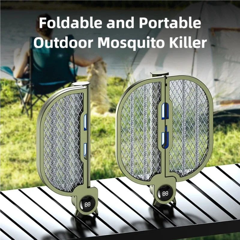 TINSOL Digital Display Foldable Electric Mosquito Swatter, High-Power Rechargeable Mosquito Swatter for Home Use image 4