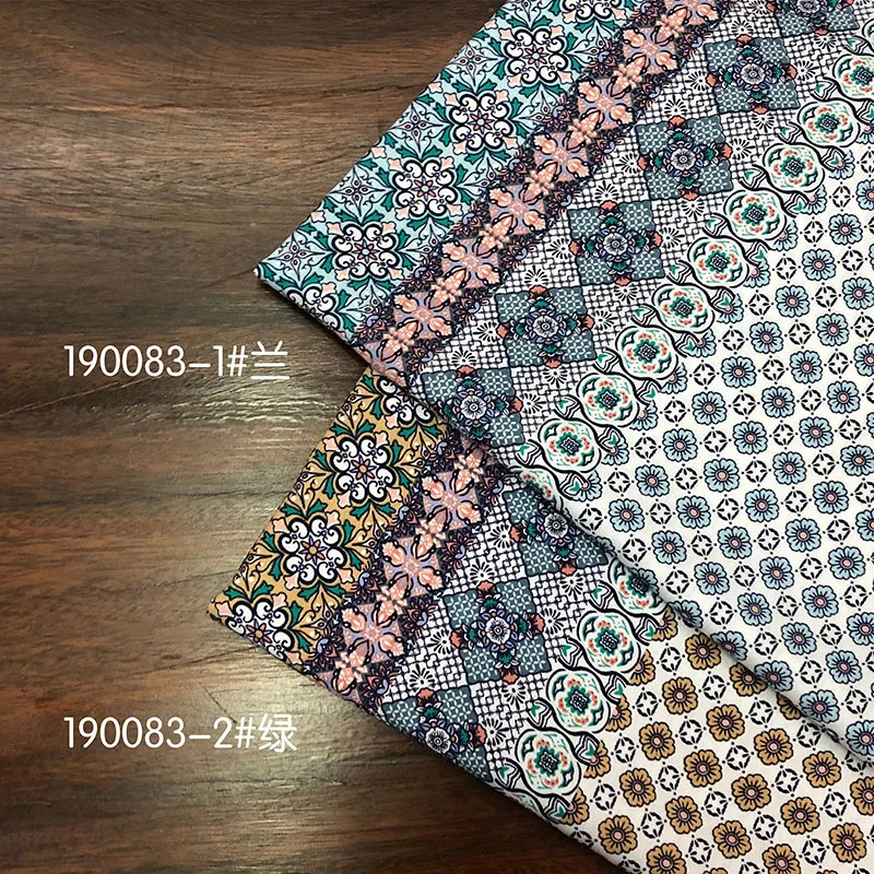 By Meter Quality Viscose Poplin Fabric Vintage Geometric Floral Birds Bohemian Patchwork Rayon Material Wholesale