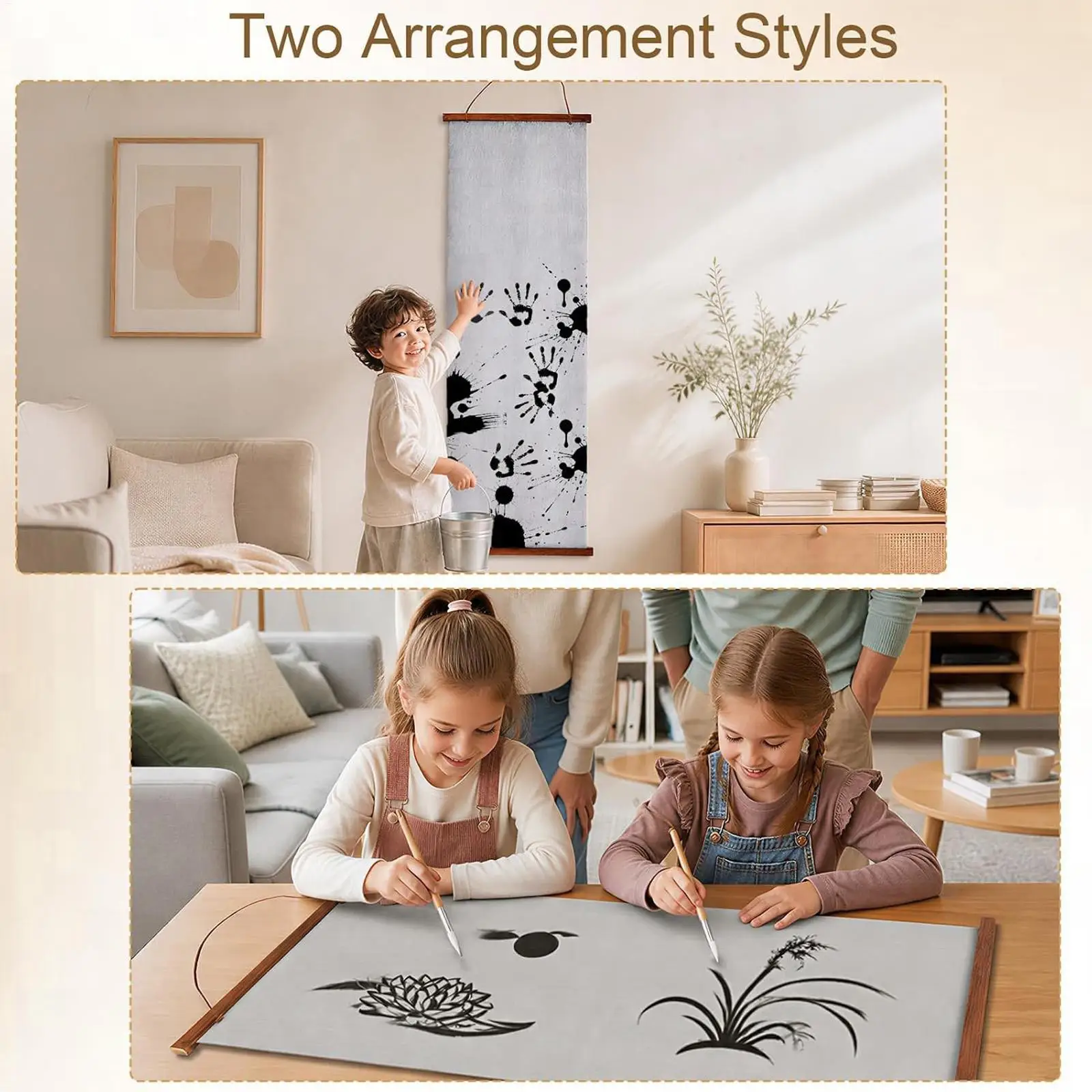 Water Painting Canvas Set With Easel Stencils Reusable Magicals Watercolor Palette Brush Set With Bracket Template ​
