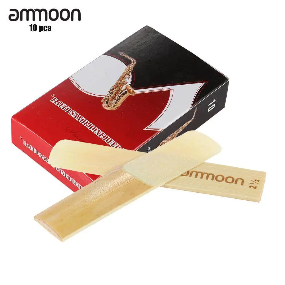 ammoon 10-pack Pieces Strength 2.5/3.0 Bamboo Reeds for Eb Alto Saxophone Sax Accessories