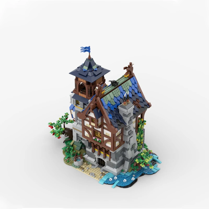 MOC-162935 Medieval Castle Building Defense Tower Outpost Base Building Block Assembly Model Brick Toy Children Gifts