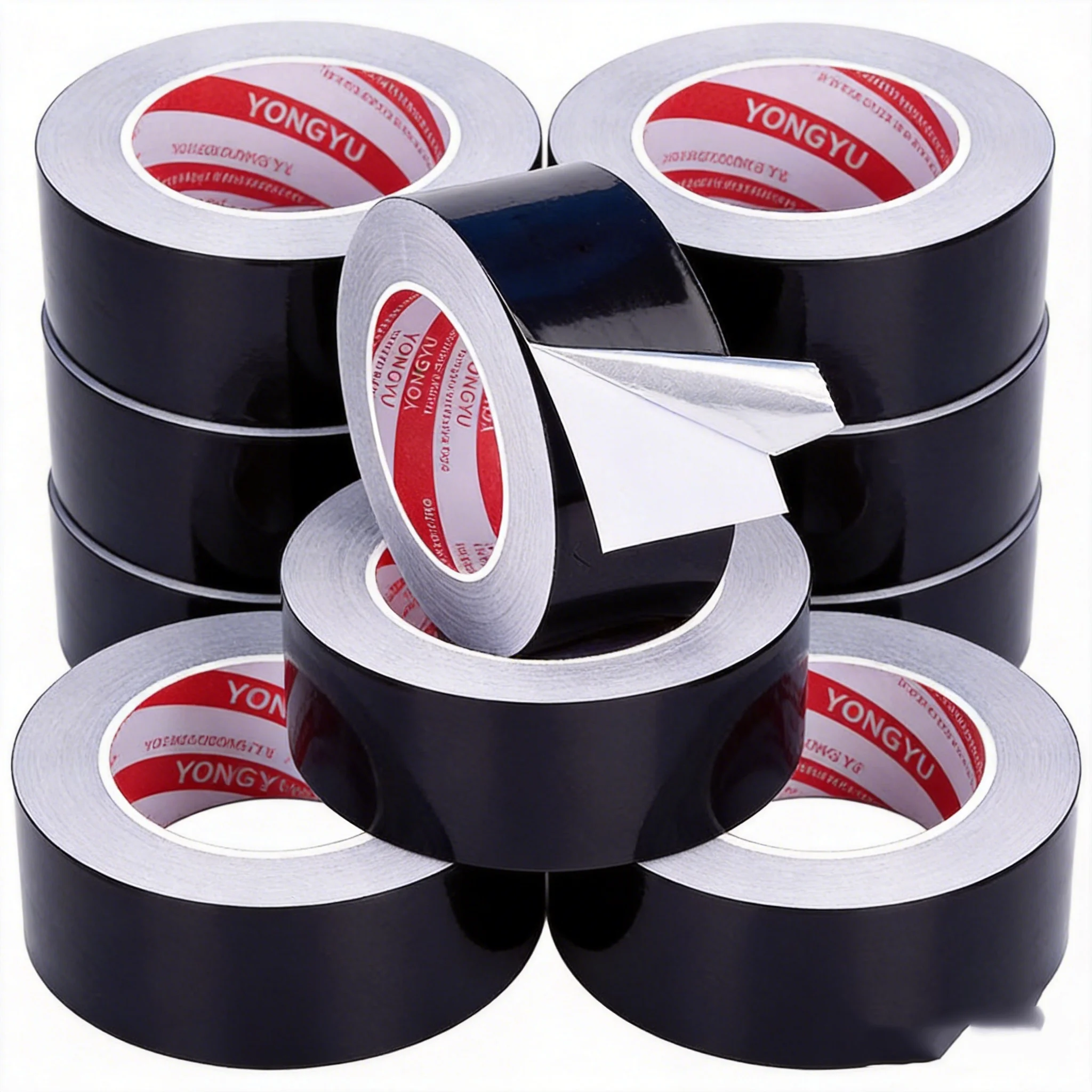 5Rolls 20m Black Aluminum Tape 50mm Heat Resistant Adhesive Foil Tape for LED PCB Heat Dissipation Pipe Insulation Repair