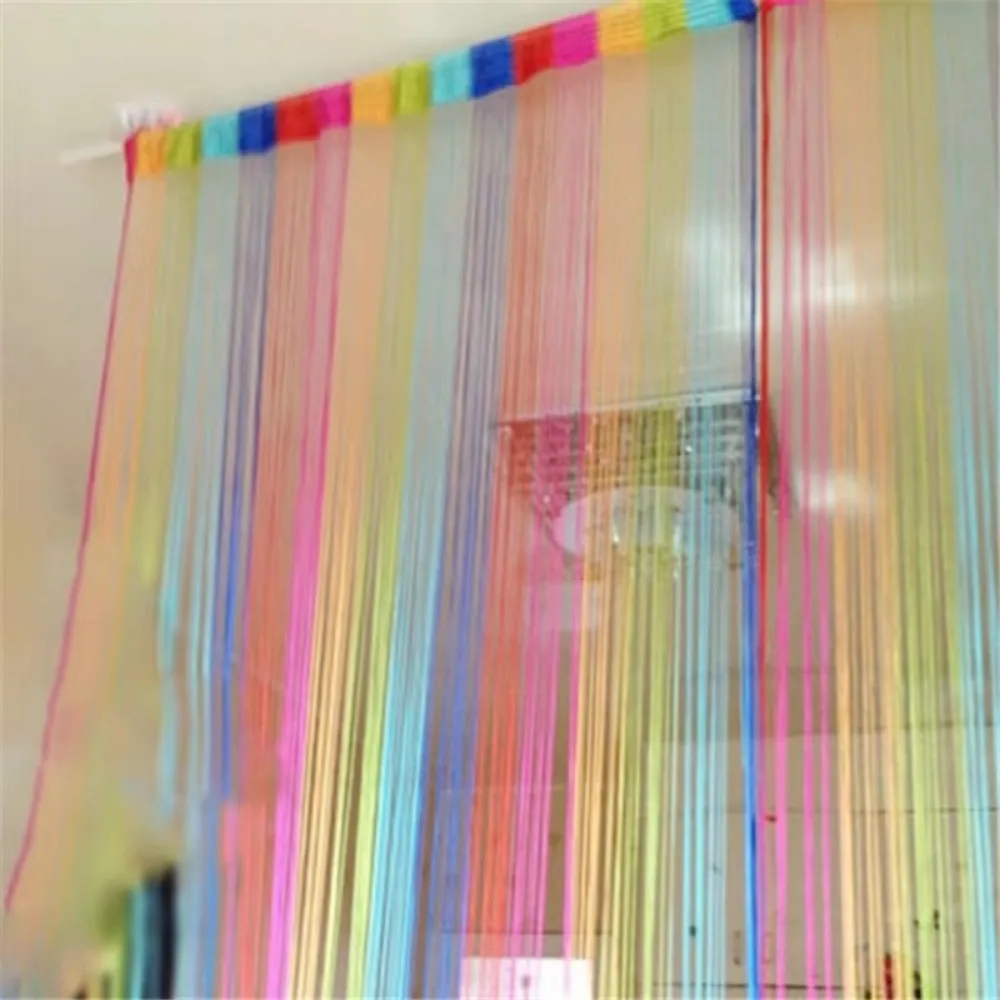 200*100cm Thread Door Curtains Low-elastic yarn Screen Ribbon String Divider Blind Curtain Colorful Panel Tassel Curtain