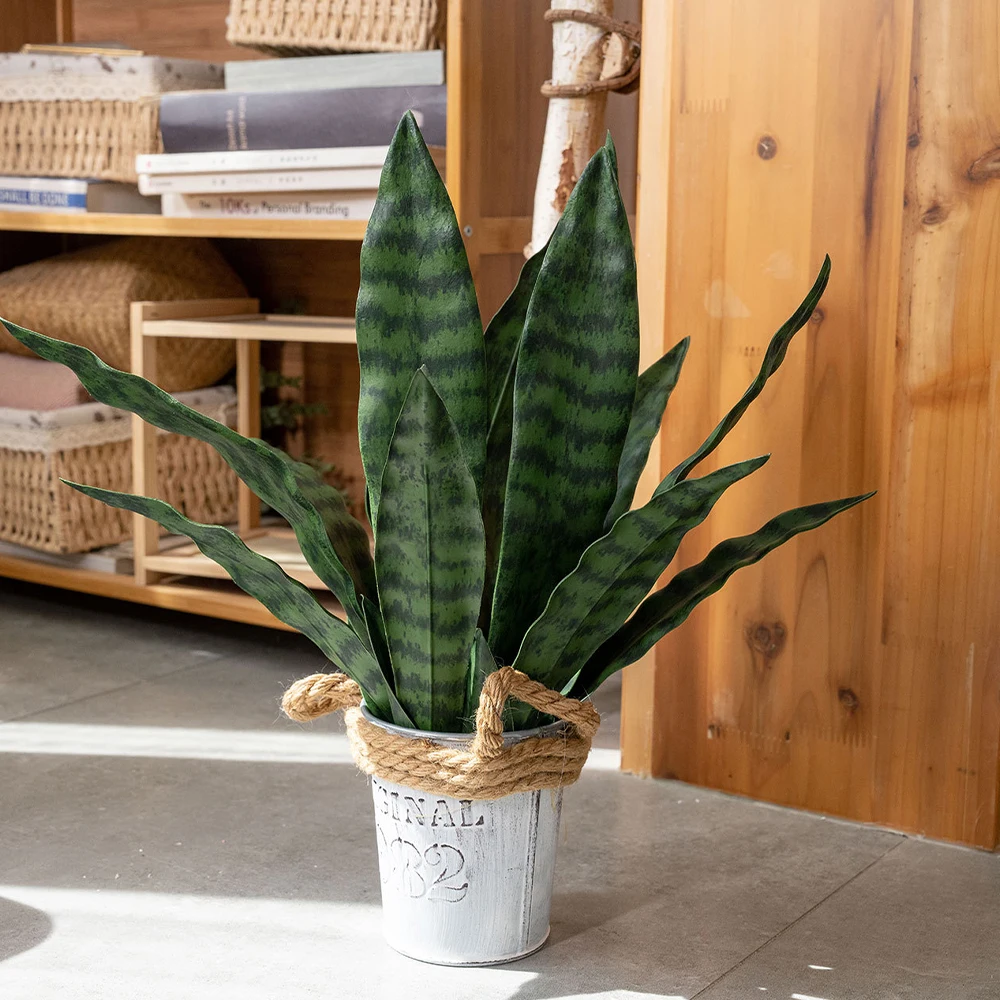 Künstliche Schlangenpflanzen, 55,9 cm, künstliche Agave-PVC-Fälschung, Sansevieria-Pflanze für drinnen und draußen, Wohnzimmer, Haus, Garten, Büro, Dekoration – Detail 7
