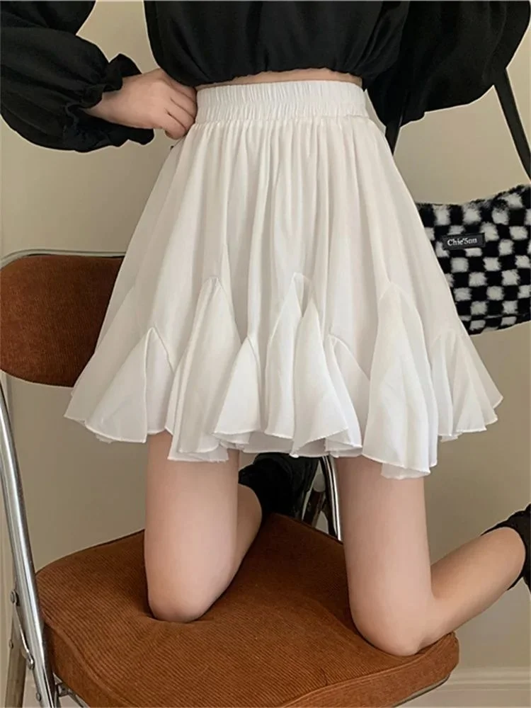 Branco verão plissado ort saia para mulher aline cintura alta outro material 00% outono 2024 novas senhoras premium faion saia