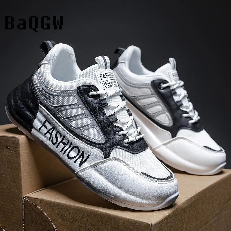 Letter Print Chunky Sneakers Casual Leather Mesh Breathable Upper Increased Internal Cover Bottom Platform Fashion Running Shoes