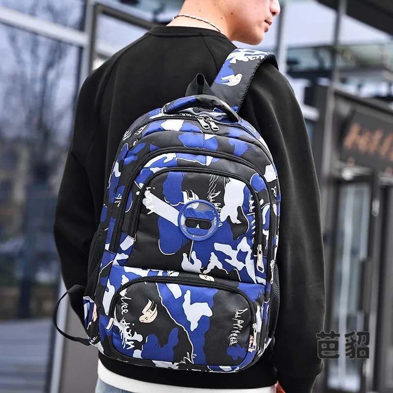 New Fashion Print Large Capacity Travel Backpack Double Shoulder Bag for Middle And High School Students College Students