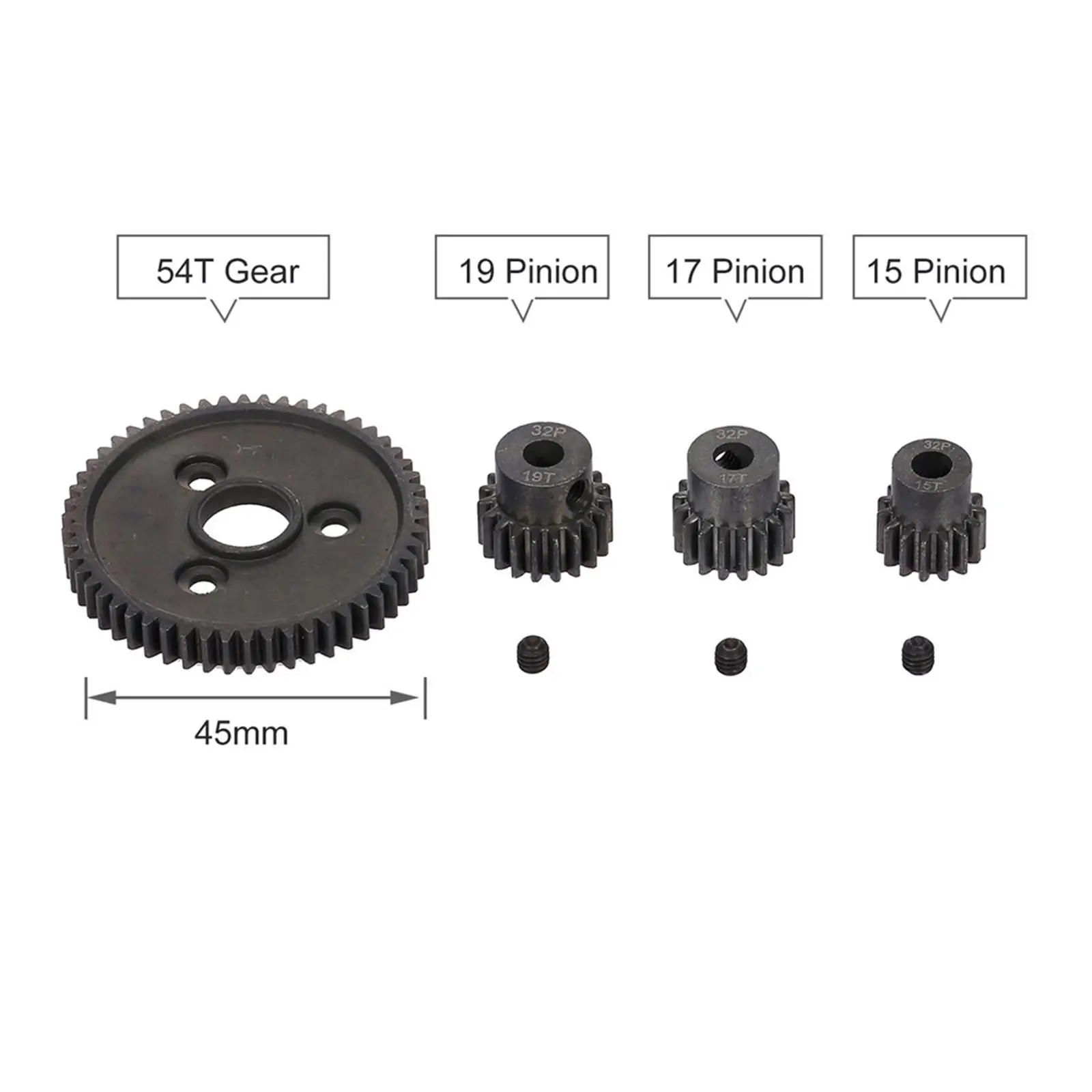 54T 0.8 32P Spur Motor And 15T / 17T / 19 Sprockets for Slash 4x Course