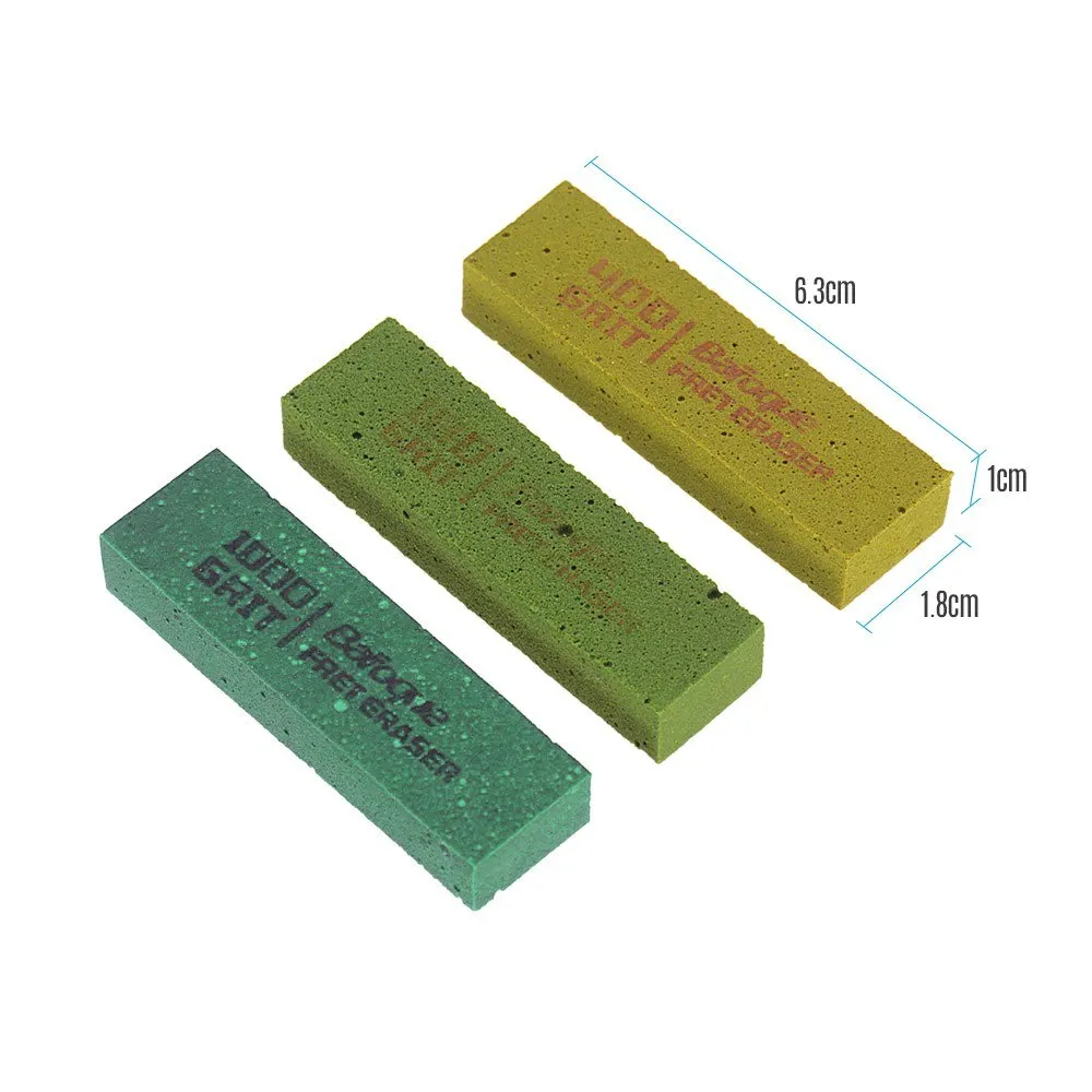 Guitar Fret Polishing Erasers Abraisive Rubber blocks for Polishing Fret Wire 180 Grit & 400 Grit &1000 Grit Set of 3pcs Guitar