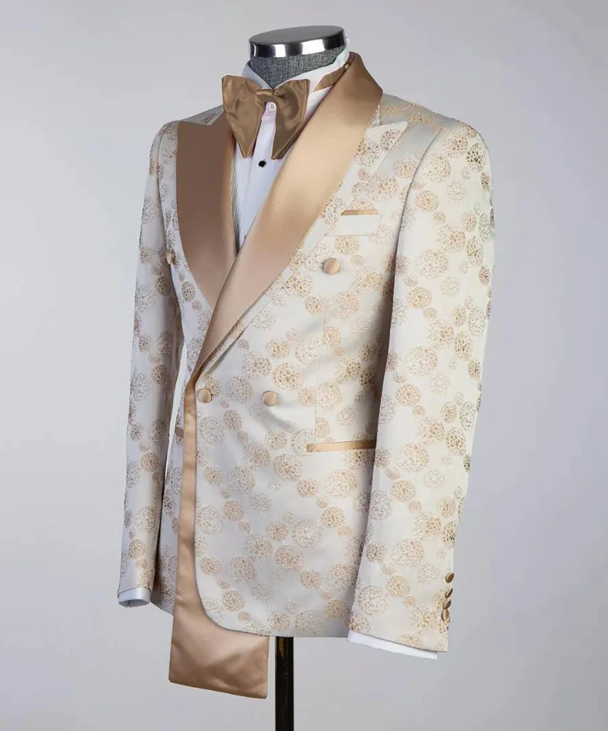 Abiti da uomo da sposa con risvolto con visiera abito da sposo in tessuto Jacquard completo da 2 pezzi Blazer + pantalone su misura