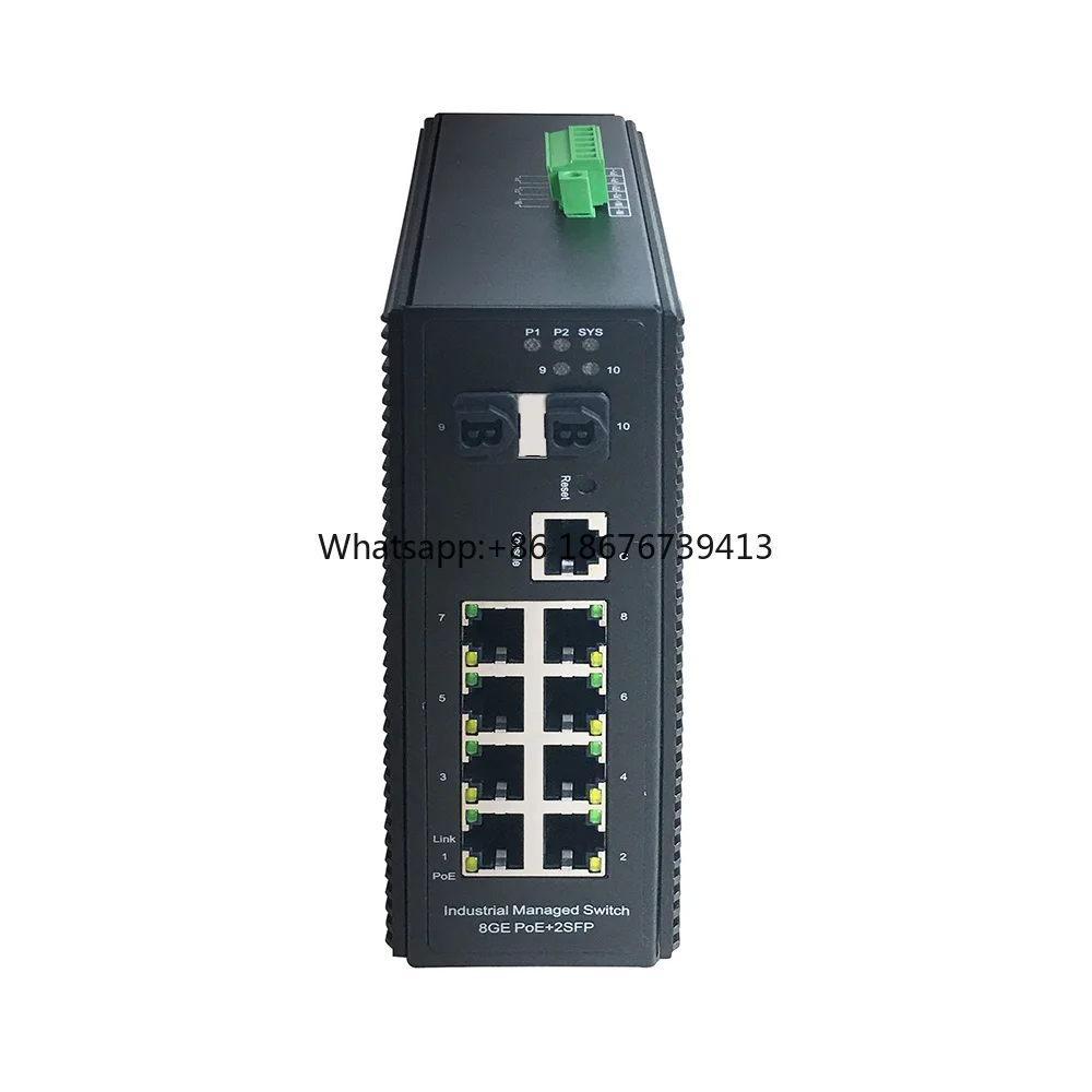 Industrial 8 Port Gigabit Network Layer 2 Managed PoE+++ 802.3bt 60W 90W Switch Din-Rail 2 X 1Gb SFP High Power Ethernet Switch