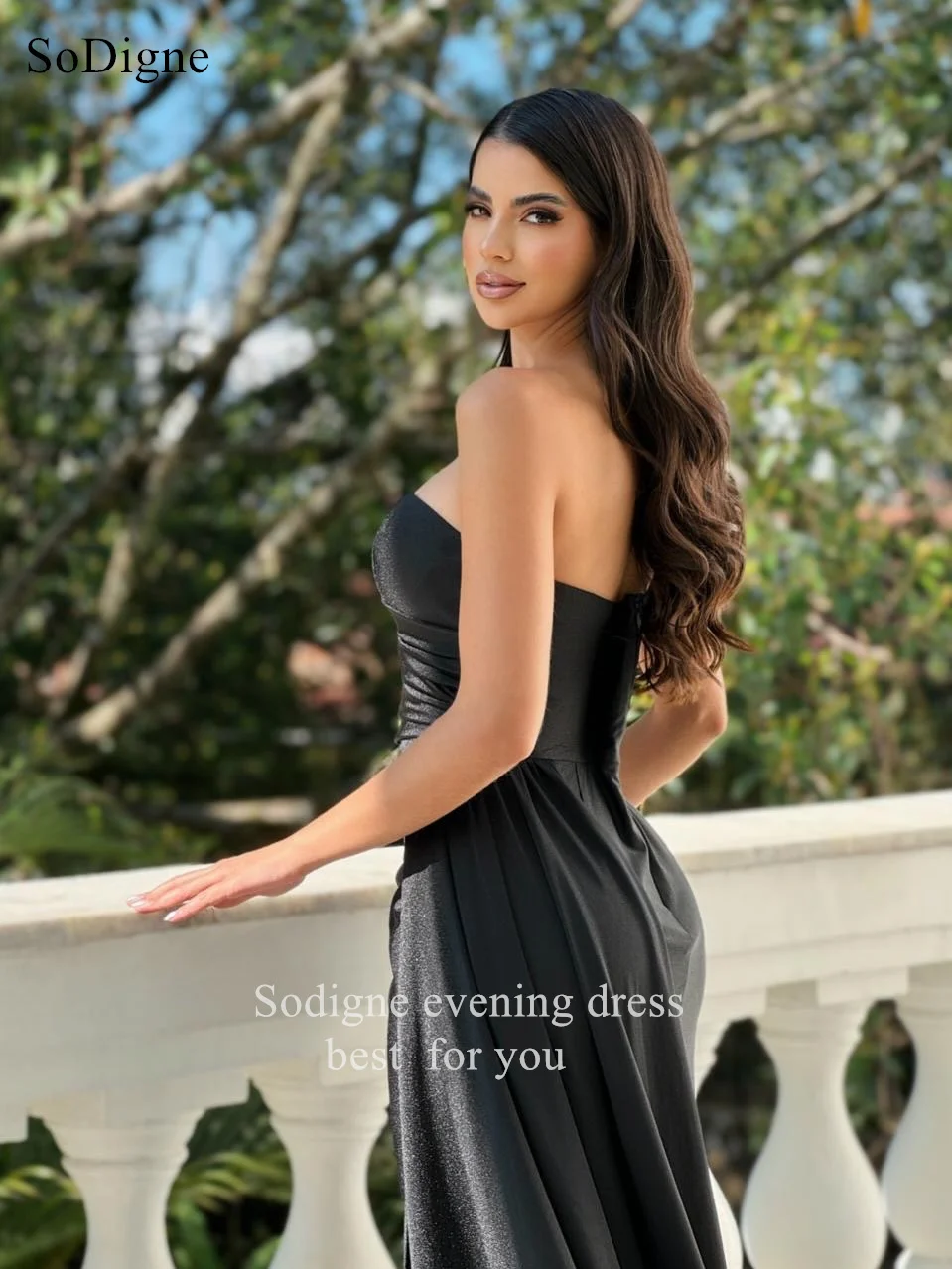 SoDigne elegante zwarte satijnen avondjurken één schouder mouwloze zeemeermin feestjurk geplooide galajurken op maat