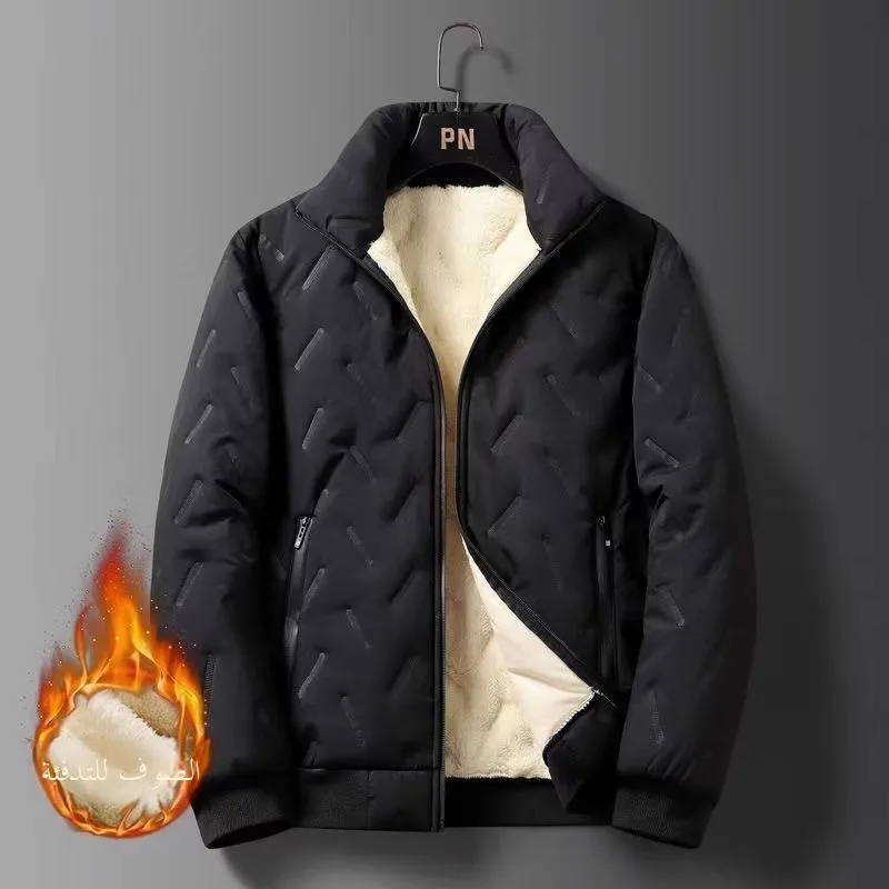 

Men's Thiened Lamb Velvet Fce Lined Cotton Jaet Autumn Winter New Sle Windproof Waterproof Warm Workwear Coat