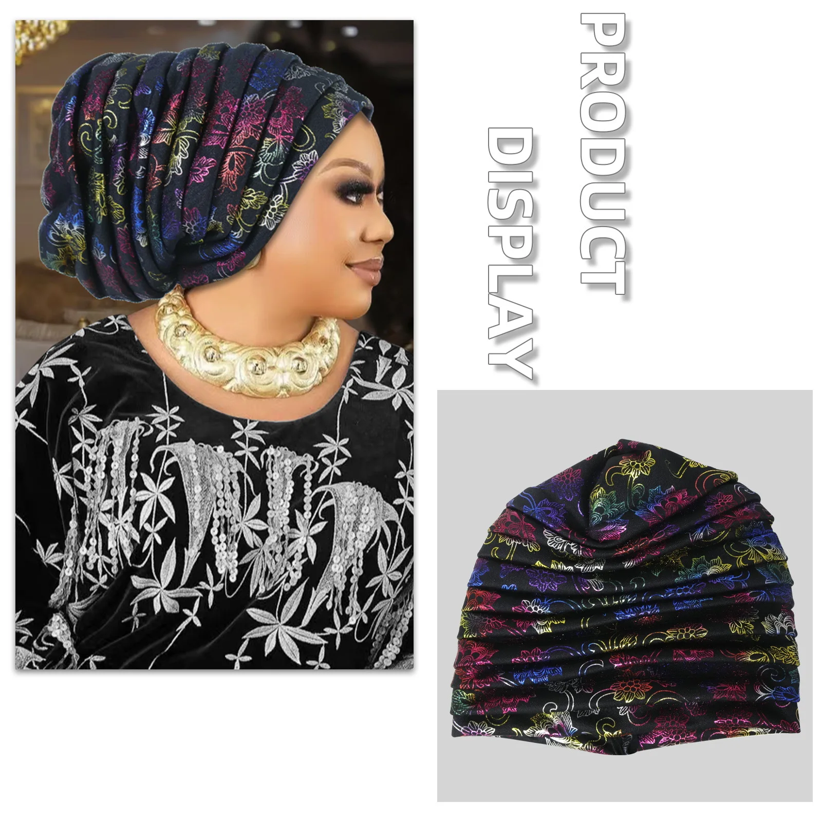 Glitzernde Ganzkörper-Turban-Kappe für Frauen, 2025, Damen-Kopfwickel, muslimisches Kopftuch, Hut, Turbante Mujer, afrikanische Kopfbedeckung – Detail 8