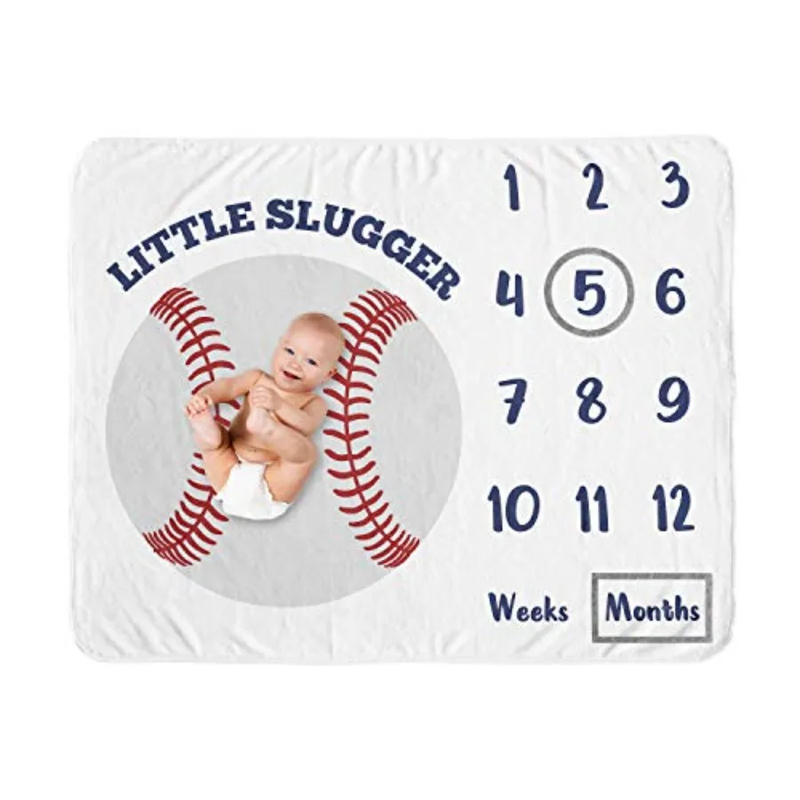 

Boy Milestone Blanket Monthly Newborn First Year Growth Mat Baby Shower Memory Keepsake Gift Picture - Red White and Blue Ameri