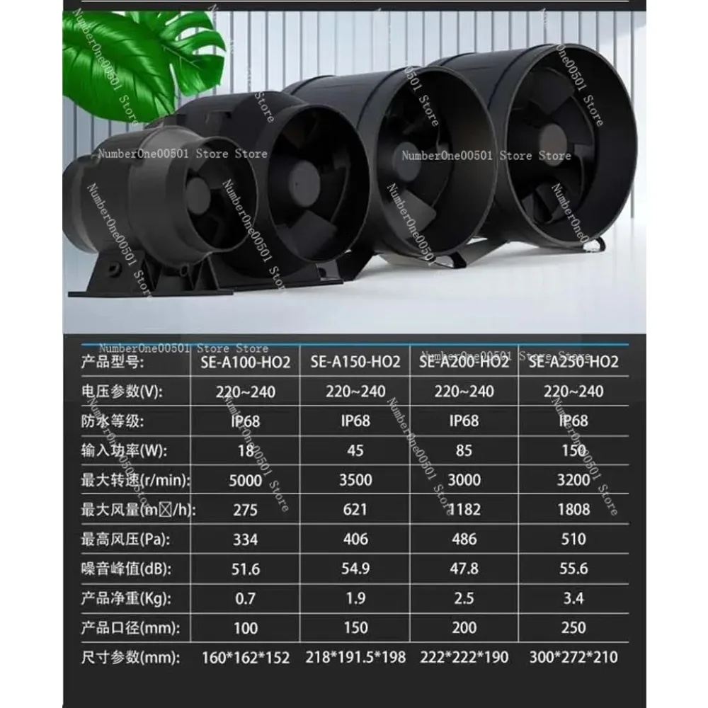 6 Inch Frequency Conversion Duct Ventilation Fan for Commercial Kitchen Household Oil Fume Exhaust view 6